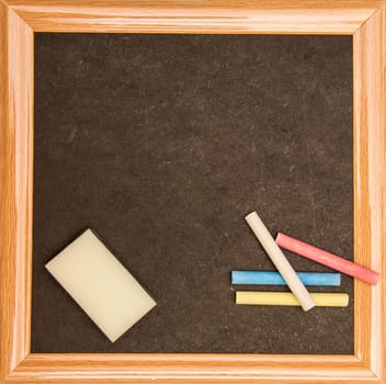 Blackboard with a wooden frame, isolated.