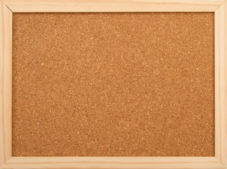 Cork board with a wooden frame..
