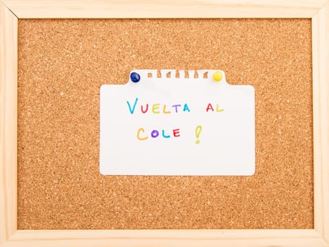 Cork board with a note..