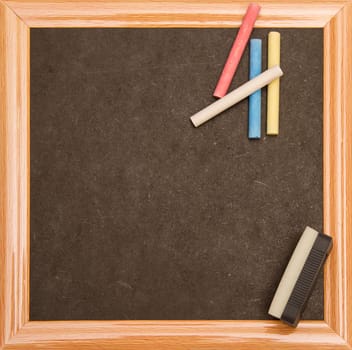 Blackboard with a wooden frame, isolated.