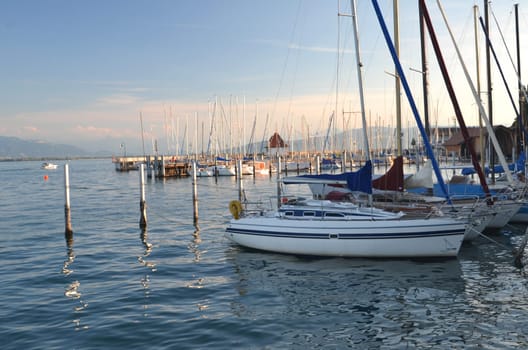 Picturesque marina of Lindau on Lake Bodensee, Germany
