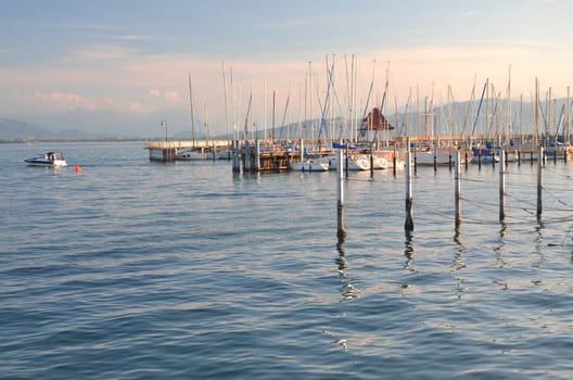 Picturesque marina of Lindau on Lake Bodensee, Germany