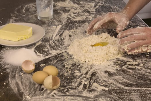 Preparation of a dough for baking