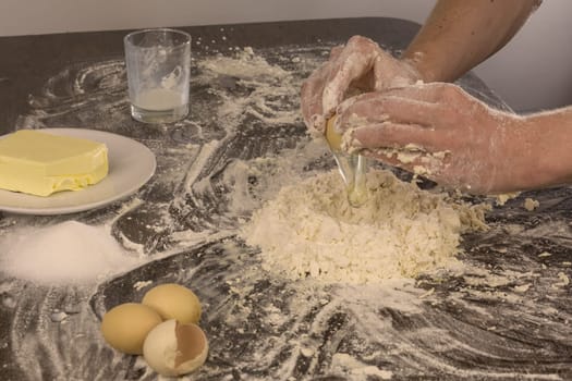 Preparation of a dough for baking