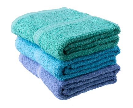 Colorful towels isolated on white background