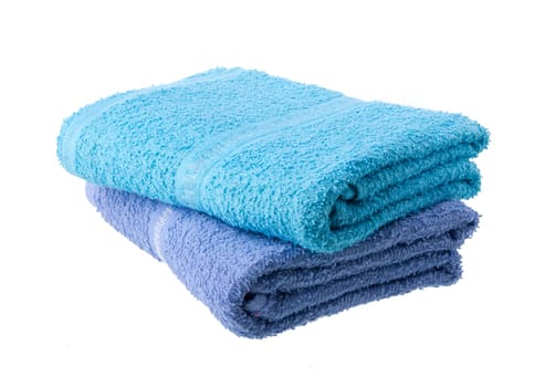 Colorful towels isolated on white background