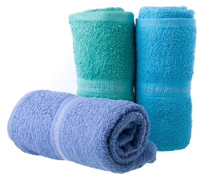 Colorful towels isolated on white background