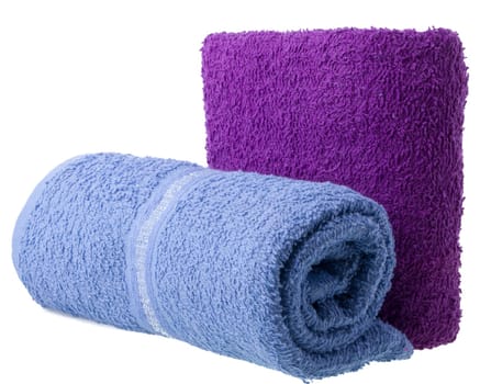 Colorful towels isolated on white background