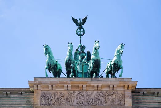 Statue on the Brandenburg Gate in Berlin.
