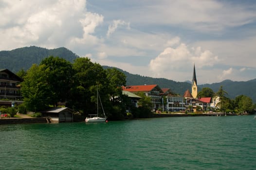 View of the lakeside promenade of Rottach-Egern