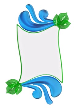 Green and blue form with water drops and leafs