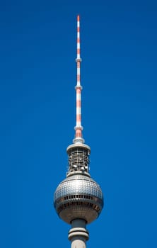 The TV tower on the Alexanderplatz in Berlin.