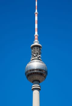 The TV tower on the Alexanderplatz in Berlin.