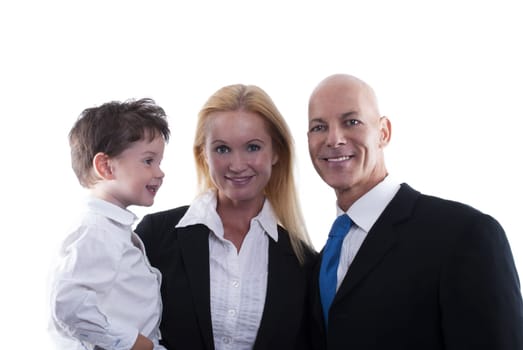 A Happy Laughing Family in Business Cloth, Isolated
