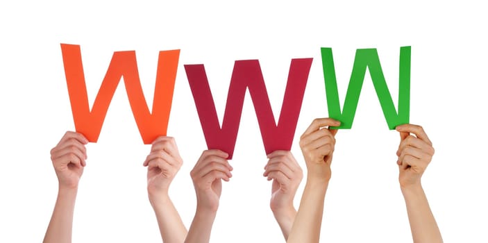 Many Hands Holding a Colorful WWW, Isolated