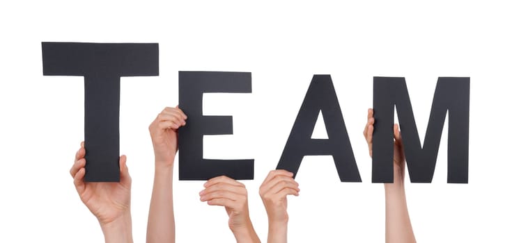 People Holding the Black Word Team, Isolated