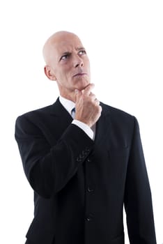A Business Man in Suit, Thinking, Isolated