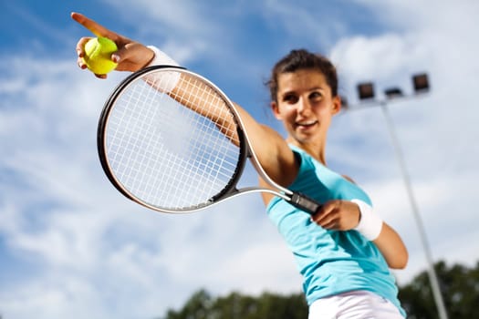 Girl playing tennis