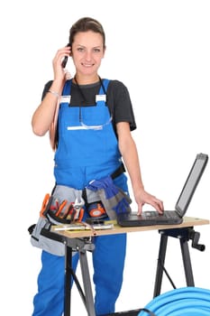 woman plumber on the phone