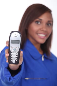 Girl showing phone