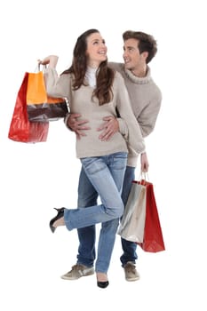 Happy couple shopping