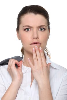 woman with doubt expression