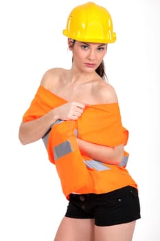 sexy female road worker