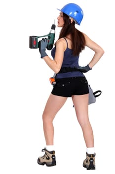 Woman holding drill