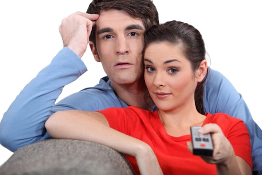 Couple with a remote control