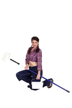 A cute female painter.
