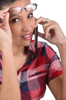 brunette with cell phone