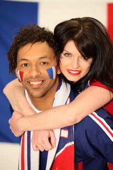 Football fans supporting France