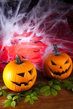 Spider web, Halloween pumpkin Jack