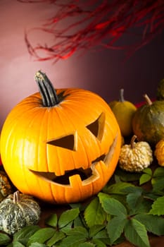 Funny face pumpkin, Halloween
