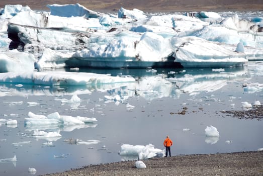 icebergs on Jokulsarlon lake in Iceland