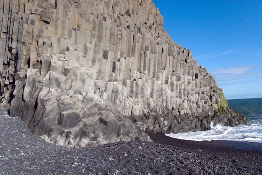 Beach of the organ pipes in Vik in Iceland