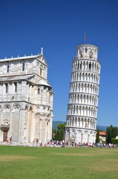 The outstanding view of the Leaning Tower on Square of Miracles in Pisa, Tuscany – Italy