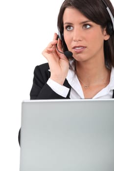 Businesswoman wearing headset