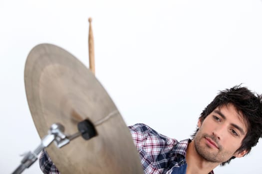 Cool male drummer