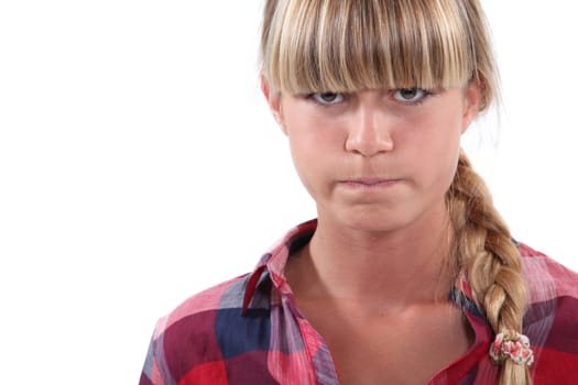Girl pulling a face