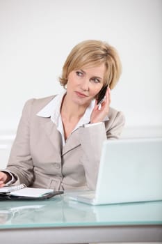 Executive secretary at her desk