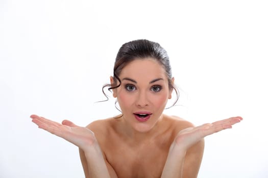 Surprised naked woman