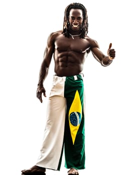 one brazilian  black man thumb up   on white background