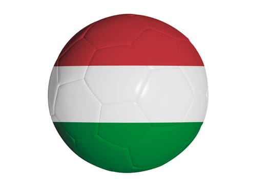 Hungarian flag graphic on soccer ball isolated on white