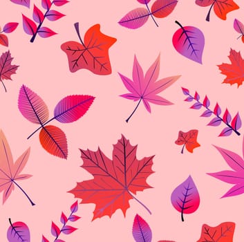 Colorful autumn tree leaves seamless pattern background. EPS10 vector file with transparency organized in layers for easy editing.