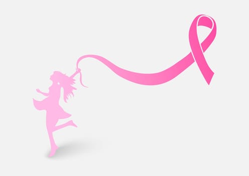Breast cancer awareness ribbon elements healthy woman concept illustration. EPS10 vector file organized in layers for easy editing.