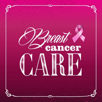 Global collaboration breast cancer awareness vintage banner. Poster with grunge background. EPS10 vector file with transparency organized in layers for easy editing.