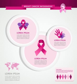 Breast cancer awareness infographics ribbon symbol template. Place your text and data here. EPS10 vector file organized in layers for easy editing.