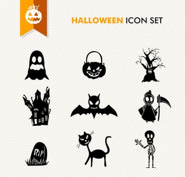 Basic isolated Halloween icons set. Vector file organized in layers for easy editing.