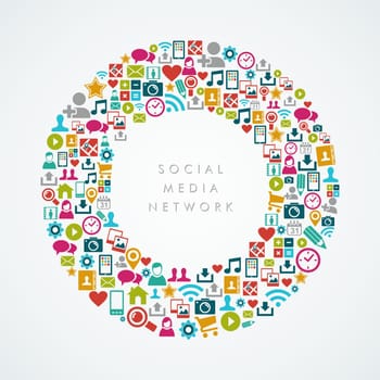 Colorful social media network icons round shape composition. EPS10 vector file organized in layers for easy editing.